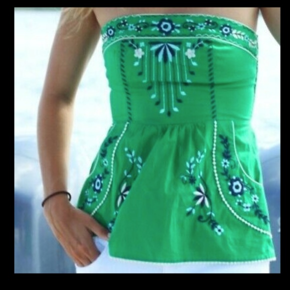 Vanessa Virginia Grasslands Green Strapless Top - Picture 2 of 8